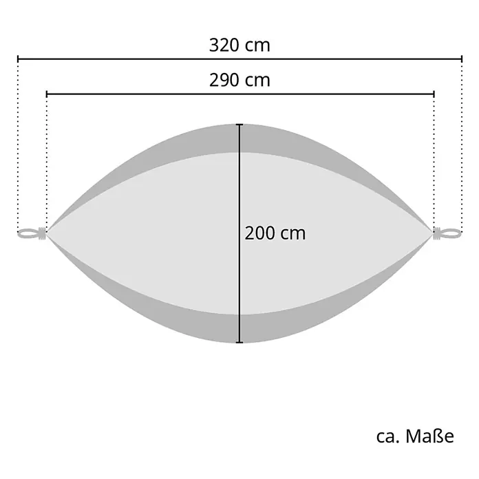 SVITA Hängematte - L x B: 300 x 200 cm, Sonstiges, Blau - Hellgraue Hängematte mit Maßen: Gesamtlänge 320 cm, Stofflänge 290 cm, Breite 200 cm.