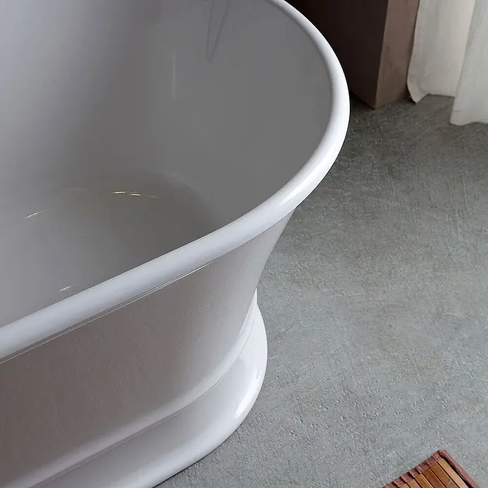 Kiamami Valentina Freistehende Badewanne - L x B: 1.700 x 839 cm, ABS-Kunststoff und Acryl, Weiß - Elegante, weiße freistehende Badewanne mit glatter, glänzender Oberfläche.