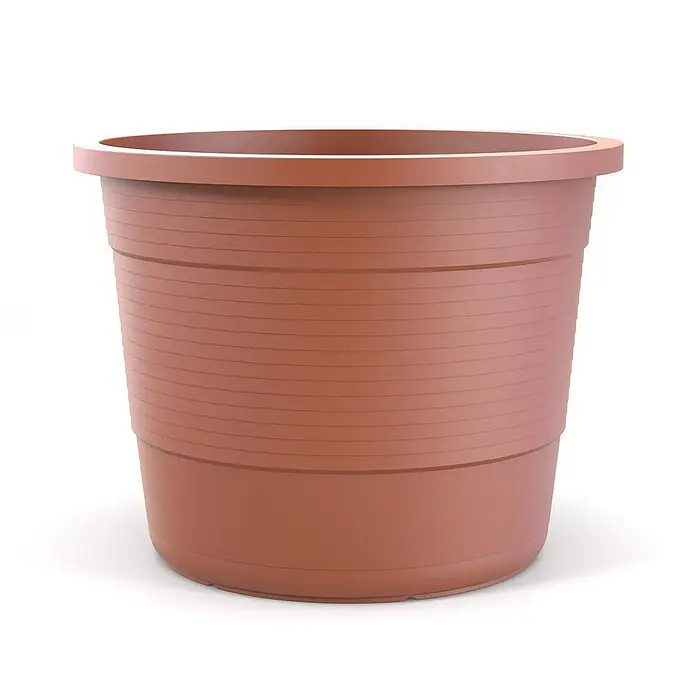 Plastard Pflanztopf Terra 3er Set Ø54 cm in Terrakotta – Blumentopf - Außenmaß (Ø x H): 54 x 45,5 cm, Kunststoff, Terrakotta - Terrakottafarbener Kunststoff-Blumentopf mit breitem Rand und gerillten Seiten.