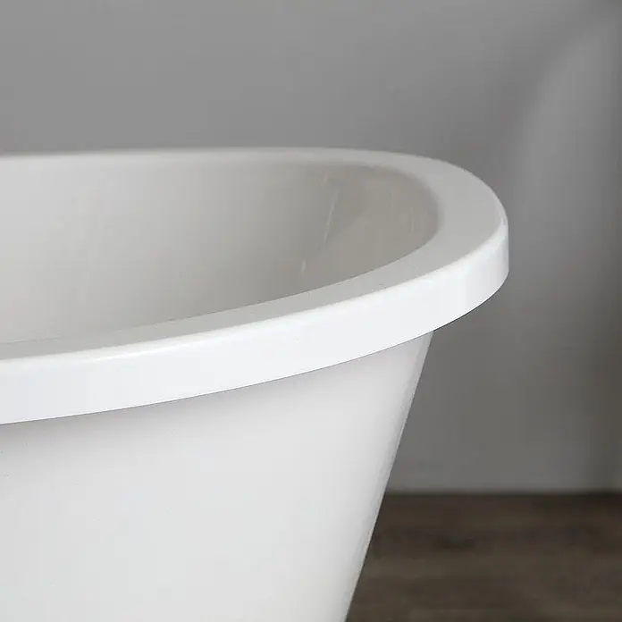 Kiamami Valentina Freistehende Badewanne - L x B: 1.590 x 490 cm, ABS-Kunststoff und Acryl, Weiß - Weiße freistehende Badewanne mit glattem, gebogenem Rand.