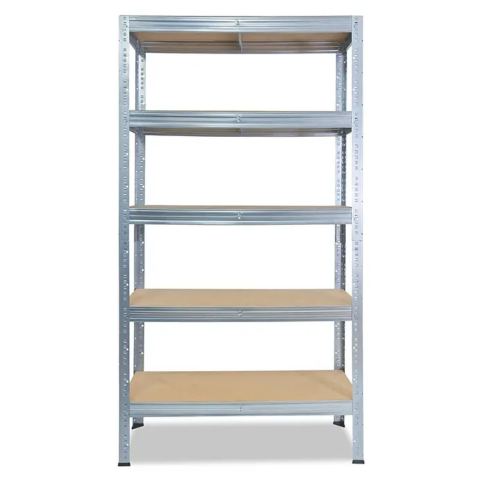 shelfplaza Schwerlastregal PRO - H x B x T: 180 x 120 x 30 cm, Traglast pro Boden: 200 kg, Anzahl Böden: 5 Stk., Stecken, verzinkt - Fünfstöckiges Schwerlastregal aus verzinktem Stahl mit Holzböden.