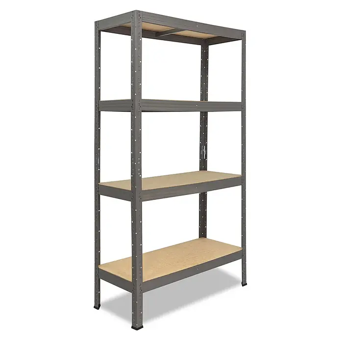 shelfplaza Schwerlastregal PRO - H x B x T: 180 x 110 x 30 cm, Traglast pro Boden: 200 kg, Stecken, grau - Graues Metallregal mit fünf naturbelassenen Holzregalböden, geeignet für Schwerlastlagerung.