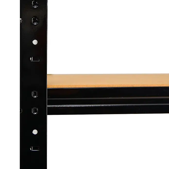 shelfplaza Schwerlastregal HOME - H x B x T: 100 x 60 x 50 cm, Traglast pro Boden: 175 kg, Stecken, anthrazit - Schwarzer Metallrahmen eines Regals mit einer hellbraunen Holzablage.