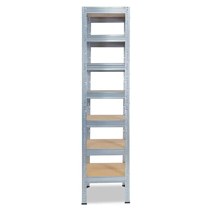 shelfplaza Schwerlastregal PRO - H x B x T: 200 x 50 x 50 cm, Traglast pro Boden: 200 kg, Stecken, verzinkt - Verzinktes Metallregal mit sechs verstellbaren Holzregalböden für vielseitige Lagerung.
