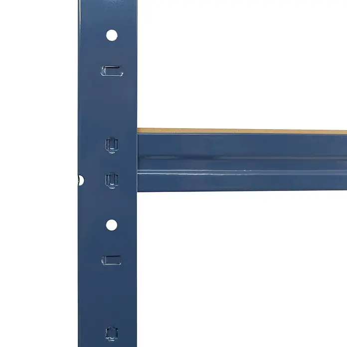 shelfplaza Schwerlastregal HOME - H x B x T: 155 x 45 x 50 cm, Traglast pro Boden: 175 kg, Stecken, blau - Blauer Metallregalpfosten und Träger mit Holzregalboden.