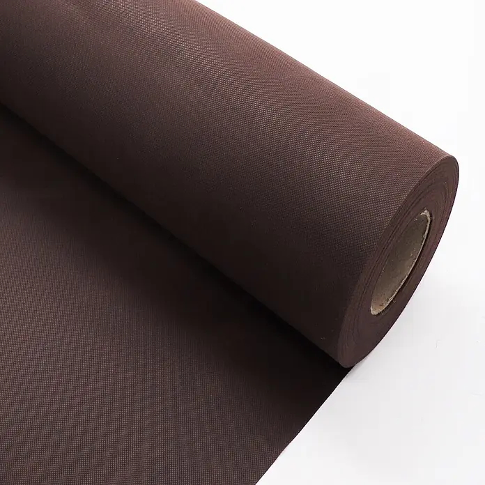 Aquagart Bodenschutzvlies 105m² 80g/m² 1,4m braun Gartenvlies Unkrautvlies -  - Rolle aus braunem Vliesstoff, die ihre Textur zeigt.