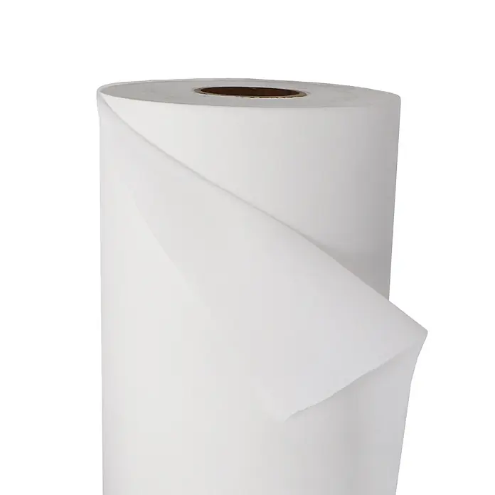 Aquagart Bodenschutzvlies 96m 60 Winterschutzvlies Wintervlies -  - Große weiße Papierrolle mit braunem Kern und teilweise abgerolltem Abschnitt.
