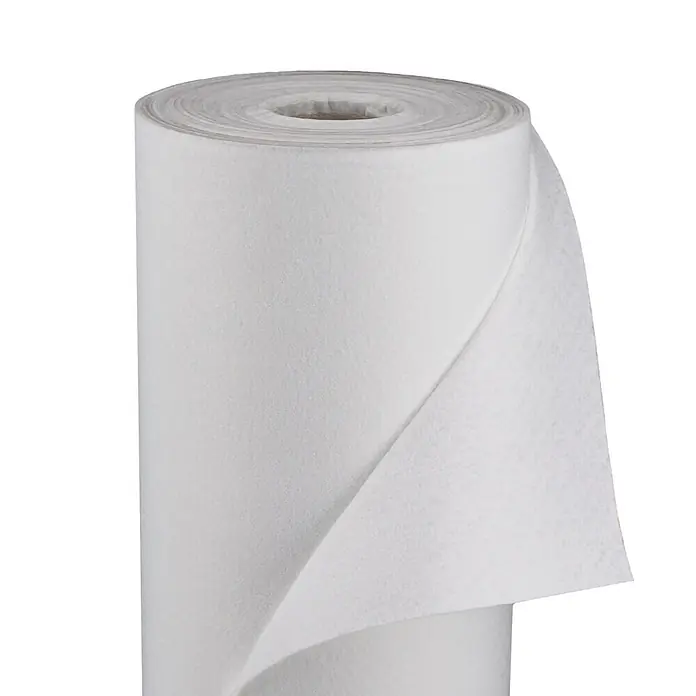 Aquagart Bodenschutzvlies 250m 150 2m Winterschutzvlies Wintervlies -  - Rolle aus weißem Vliesstoff mit texturierter Oberfläche, teilweise abgerollt.