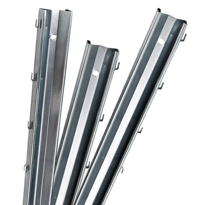 Aquagart Zaun-Set 100m 120 16 15 Wildzaun Forstzaun Z-Profil - 100 x 1,2 m, grau - Drei verzinkte Metallpfosten (Zaun- oder Weinbergpfosten) mit C-Profil, Löchern und kleinen Haken.