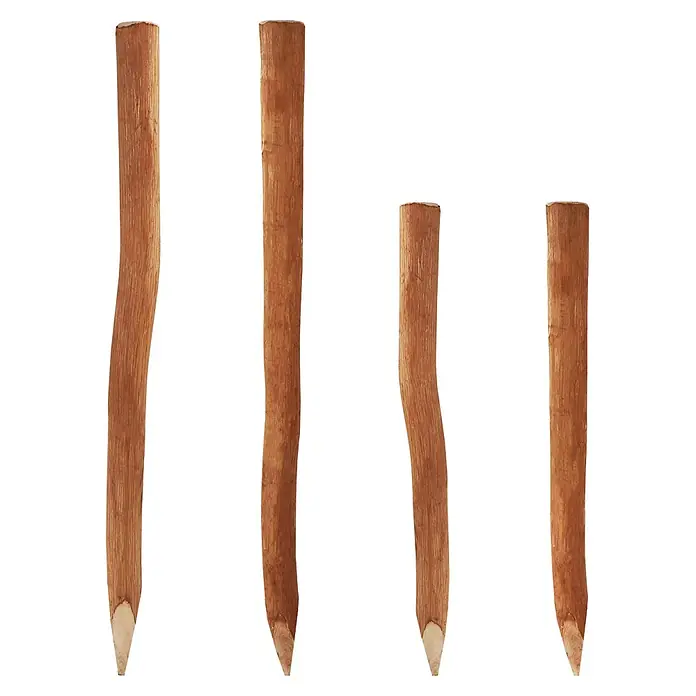 Aquagart Zaunpfosten 10 1,5m 6 9cm Holzpfosten für Staketenzaun I - Höhe: 1,5 m, braun, Holz - Vier braune Holzpfähle, an einem Ende spitz zulaufend zur Bodenbefestigung.
