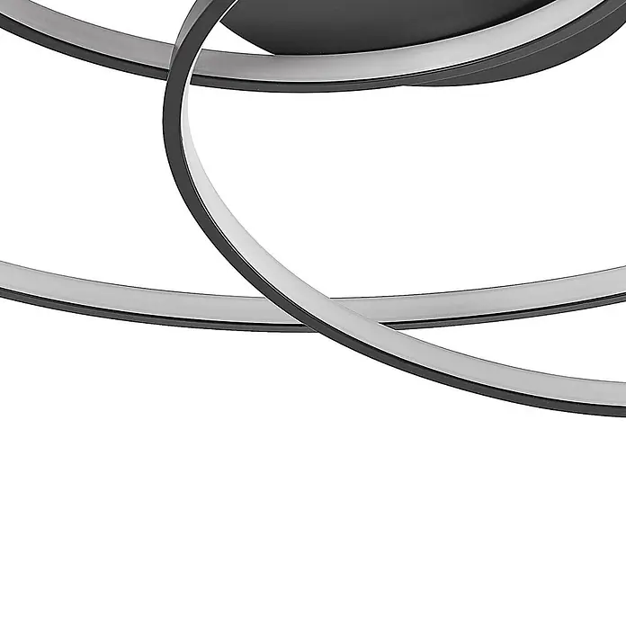 Lindby Deckenleuchte Kateryna - schwarz - Moderne schwarze LED-Deckenleuchte mit verschlungenen Ringen und weißen Diffusoren.