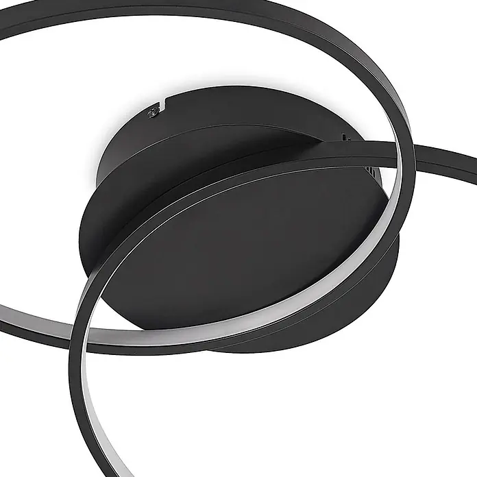 Lindby Deckenleuchte Kateryna - schwarz - Schwarze Deckenleuchte mit mehreren überlappenden, geschwungenen LED-Ringen.