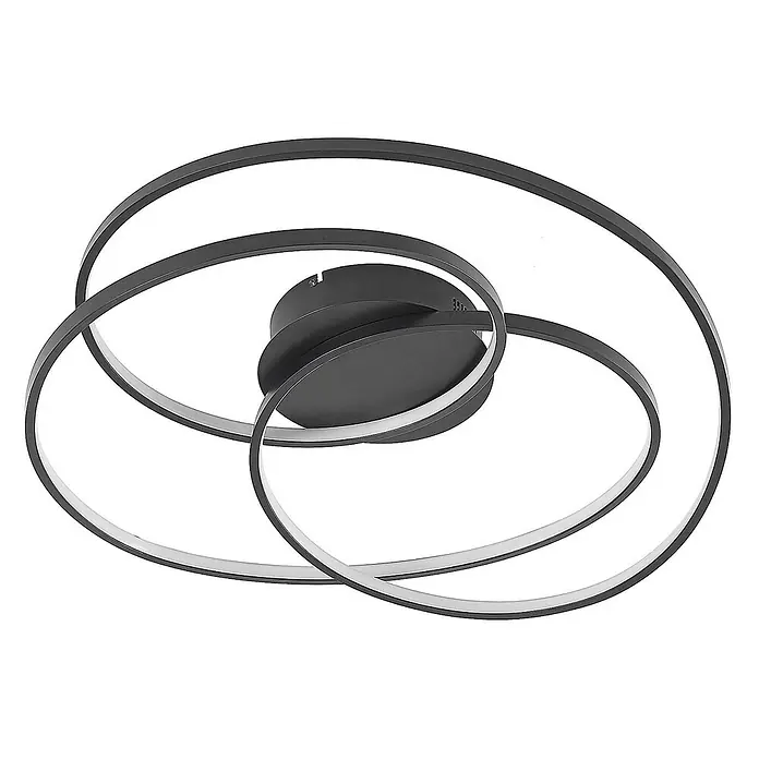Lindby Deckenleuchte Kateryna - schwarz - Moderne schwarze LED-Deckenleuchte mit drei ineinander verschlungenen Ringen.