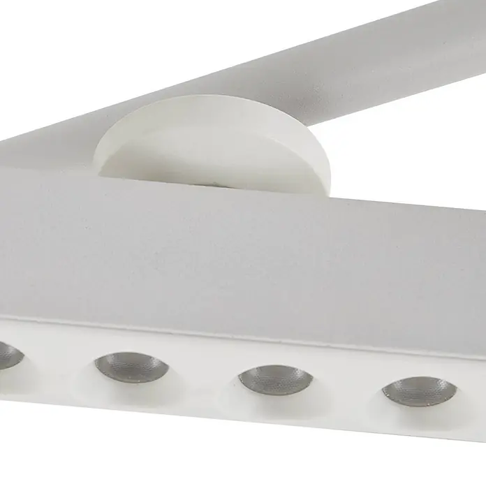 Lindby Deckenstrahler Eldrin - weiß / opal, weiß / opal - Hellgraue LED-Lichtleiste mit Einbauleuchten und weißer Halterung.
