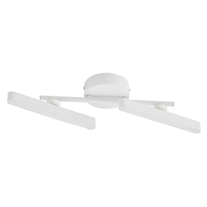 Lindby Deckenstrahler Eldrin - weiß / opal, weiß / opal - Weiße Deckenleuchte mit rundem Sockel, Querstange und zwei abgewinkelten rechteckigen LED-Lichtleisten.