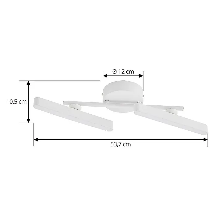 Lindby Deckenstrahler Eldrin - weiß / opal, weiß / opal - Weiße, moderne LED Deckenleuchte mit drei rechteckigen Armen, 53,7 cm breit und 10,5 cm hoch.