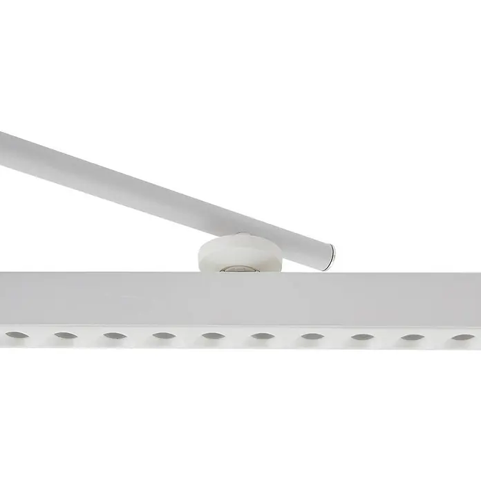 Lindby Deckenstrahler Eldrin - weiß / opal, weiß / opal - Weißer LED-Balken mit mehreren ovalen Strahlern und einer verbindenden zylindrischen Stange.