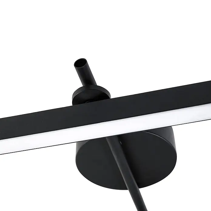 Lindby Deckenstrahler Eldrin - schwarz, schwarz - Schwarze lineare LED-Leuchte mit weißem Diffusor, auf rundem Sockel montiert. Elegantes, modernes Design.