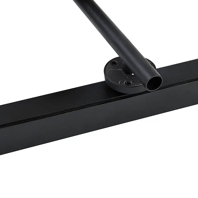 Lindby Deckenstrahler Eldrin - schwarz, schwarz - Schwarze Metallstange mit verbundenem zylindrischem Stab, mit sichtbaren Schrauben befestigt.