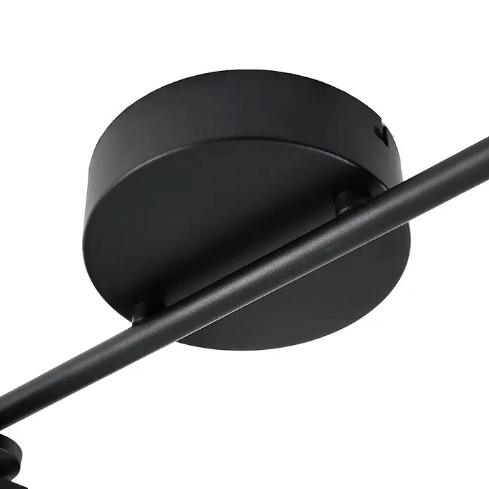 Lindby Deckenstrahler Eldrin - schwarz, schwarz - Schwarze Deckenhalterung aus Metall mit zylindrischem Sockel und einer geraden Stange.