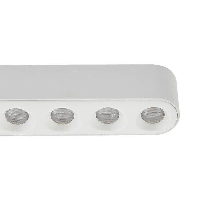 Lindby Deckenstrahler Eldrin - weiß / opal, weiß / opal - Weiße rechteckige LED-Leuchte mit vier einzelnen Lichtern und strukturierten Linsen.