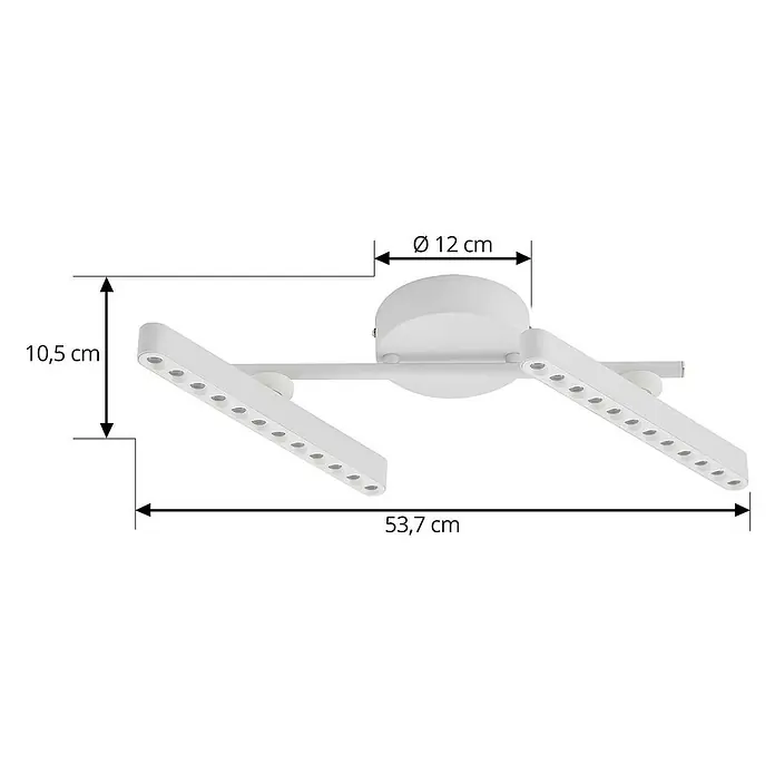 Lindby Deckenstrahler Eldrin - weiß / opal, weiß / opal - Weiße Deckenleuchte mit zwei verstellbaren Lichtbalken, 10,5 cm hoch, 53,7 cm breit.