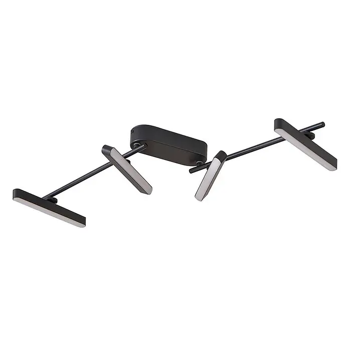 Lindby Deckenstrahler Eldrin - schwarz, schwarz - Moderne schwarze Deckenleuchte mit verstellbaren linearen LED-Lichtbalken.