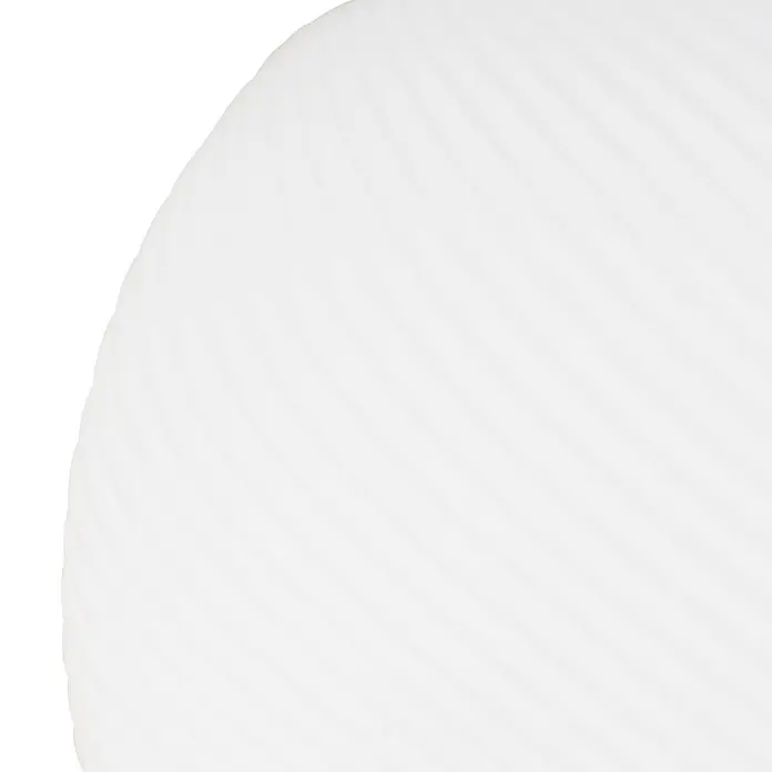 Lucande Pendelleuchte Lunelle - L x B x H: 40 x 40 x 19,5 cm, weiß / opal, weiß, messing, G9 - Weiße, gekrümmte Oberfläche mit subtilem, diagonal geripptem Muster.