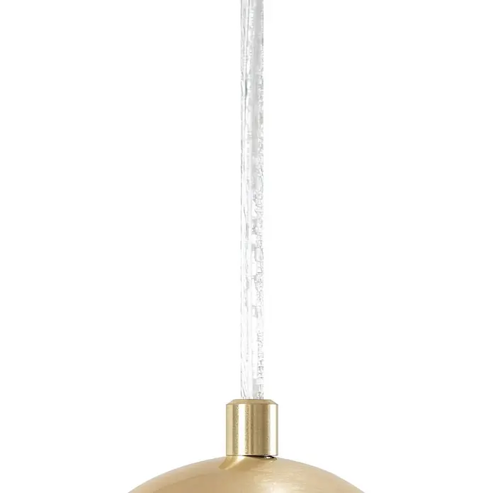 Lucande Pendelleuchte Lunelle - L x B x H: 40 x 40 x 19,5 cm, weiß / opal, weiß, messing, G9 - Goldfarbenes Pendelleuchten-Element mit einer klaren, strukturierten Stange.