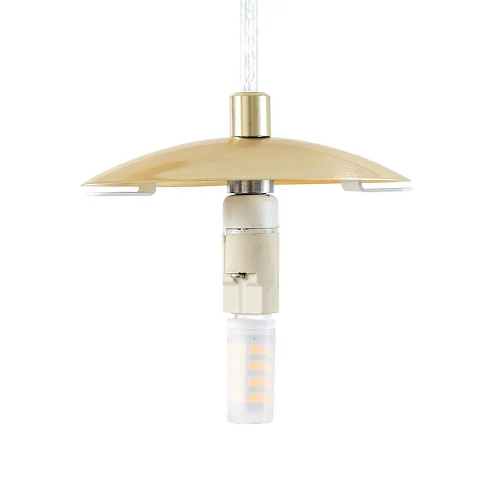 Lucande Pendelleuchte Lunelle - L x B x H: 40 x 40 x 19,5 cm, weiß / opal, weiß, messing, G9 - Pendelleuchte mit goldenem Schirm, G9-Fassung und LED-Lampe.