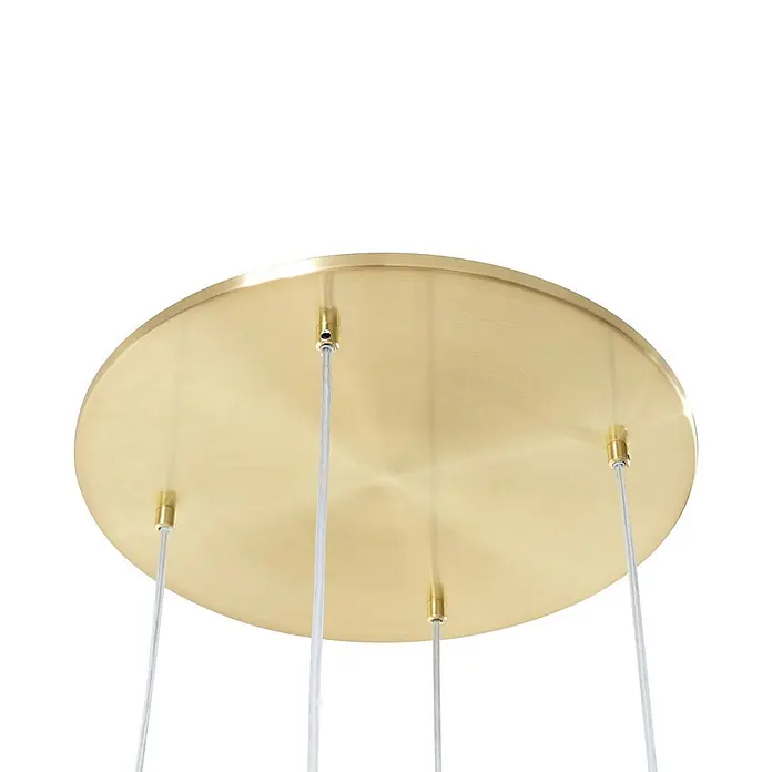Lucande Pendelleuchte Lunelle - L x B x H: 40 x 40 x 19,5 cm, weiß / opal, weiß, messing, G9 - Runde Deckenrosette aus Messing mit mehreren Aufhängedrähten.
