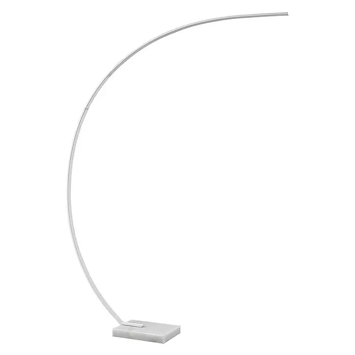 Lindby Stehleuchte Kendra - Höhe: 180 cm, weiß / opal, weiß / opal - Weiße Bogenstehleuchte aus Metall mit rechteckigem Sockel.