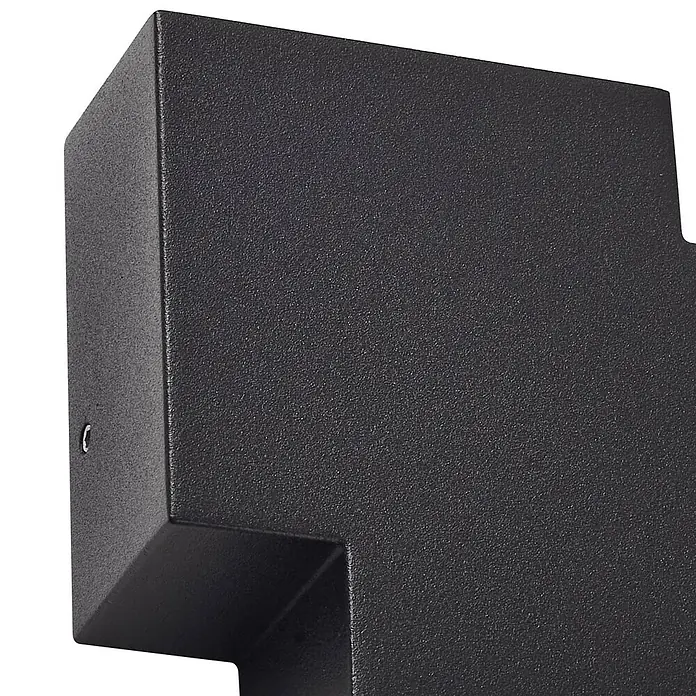 Lindby Außenwandleuchte Fendir - schwarz, IP54 - Dunkelgraue, strukturierte Außenwandleuchte mit kantigem Design und sichtbarer Befestigungsschraube.