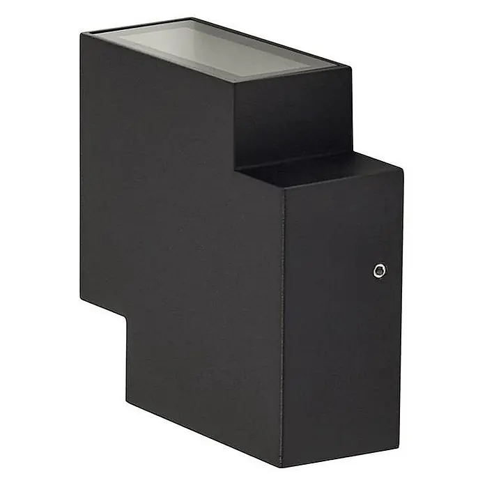 Lindby Außenwandleuchte Fendir - schwarz, IP54 - Schwarze, gestufte Außenwandleuchte mit rechteckigem Design und Glasplatte.