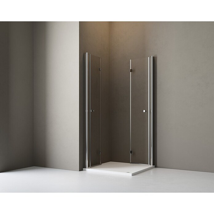 BAUHAUS Kotni tuš Light Bifold  (89 x 89 x 190 cm, Brez premaza, Srebrne barve, Debelina stekla: 5 mm) | 3666 - Diagonaleinstieg | DADB - Duschabtrennungen | DAD - Badausstattung | DA - Badausstattung/Bäderwelt | D - Sanitär | BAUHAUS