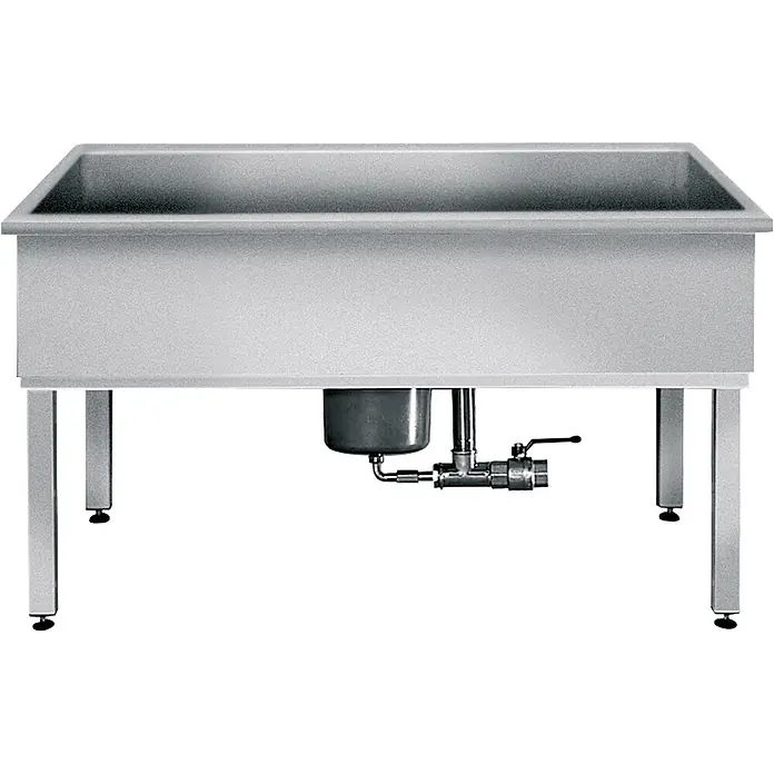 KWC Einbauspüle SIRIUS - 201 x 61 cm - Edelstahl-Spülbecken auf Standbeinen mit Ablaufsystem.