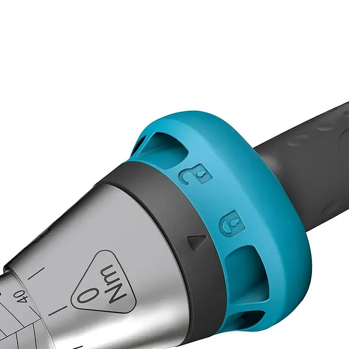 Hazet Drehmomentschlüssel 5110-3CT - ⅜″ Vierkant, 10 Nm - 60 Nm - Detailansicht eines Drehmomentschlüssels mit blauem Griff zur präzisen Einstellung des Drehmoments.
