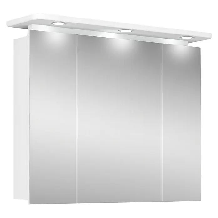 Riva LED-Spiegelschrank Aquila - B x H: 92,3 x 75,2 cm, Holz, Weiß - Dieser Spiegelschrank verfügt über eine integrierte Beleuchtung und bietet praktischen Stauraum.
