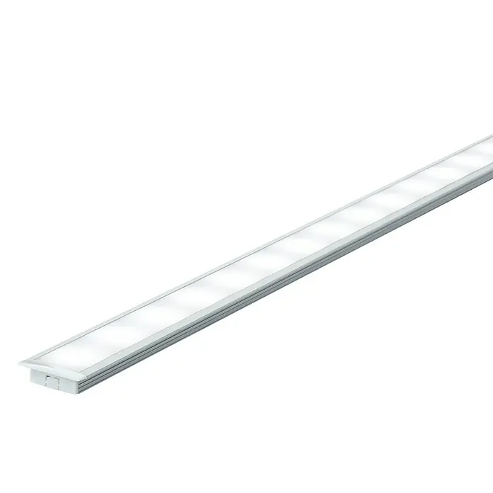 Paulmann Perfil difusor suelo - 2 m, Aluminio - La imagen muestra una moderna y larga luz LED con luz brillante y difusa, perfecta para interiores minimalistas.