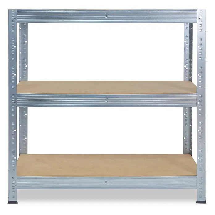 shelfplaza Schwerlastregal PRO - H x B x T: 115 x 100 x 40 cm, Traglast pro Boden: 200 kg, Stecken, verzinkt - Dreistufiges verzinktes Metallregal mit Holzböden.