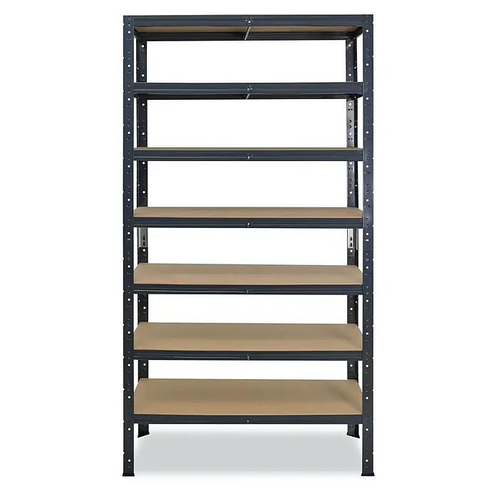 shelfplaza Schwerlastregal HOME - H x B x T: 200 x 120 x 40 cm, Traglast pro Boden: 175 kg, Stecken, anthrazit - Schwerlastregal aus Metall mit 6 Holzböden in Dunkelgrau.