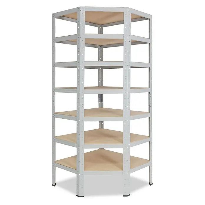 shelfplaza Schwerlastregal OFFICE - H x B x T: 230 x 70 x 40 cm, Traglast pro Boden: 175 kg, Stecken, lichtgrau - Fünfstufiges graues Metalleckregal mit verstellbaren hellen Holzablagen.