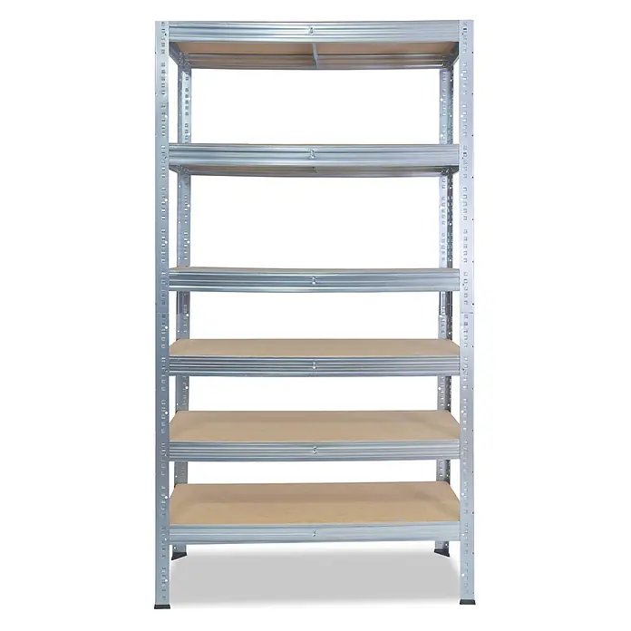 shelfplaza Schwerlastregal PRO - H x B x T: 200 x 110 x 45 cm, Traglast pro Boden: 200 kg, Anzahl Böden: 6 Stk., Stecken, verzinkt - Verzinktes Metallregal mit 6 verstellbaren Holzregalböden zur Lagerung.