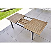 Sunfun Gartenmöbel-Set Carina/Pauline (7 -tlg., Akazie/Stahl/Polyrattan/Aluminium, Teakbraun/Anthrazit/Bambus Grey/Natur, Tischplatte ausziehbar) | BAUHAUS