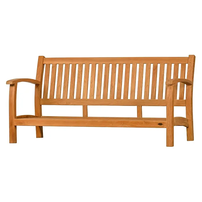 Kai Wiechmann Loungesofa - Teakholz, Gestell: braun; Polster: naturweiß - Holzgartenbank mit Lattenrückenlehne und Sitzfläche in naturhellbrauner Ausführung.