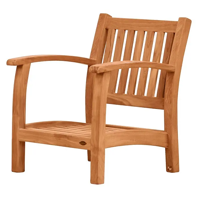 Kai Wiechmann Garten-Loungesessel - Teakholz; Dralon, braun - Teakholz-Sessel mit Lattenrücken und -sitz, geschwungenen Armlehnen, für den Außenbereich.
