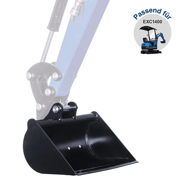Scheppach Böschungslöffel - Breite: 500 mm, Passend für: Scheppach Minibagger EXC1400 - Schwarzer Metall-Baggerlöffel als Anbaugerät für Baggerarme. Kompatibel mit EXC1400 Minibaggern.
