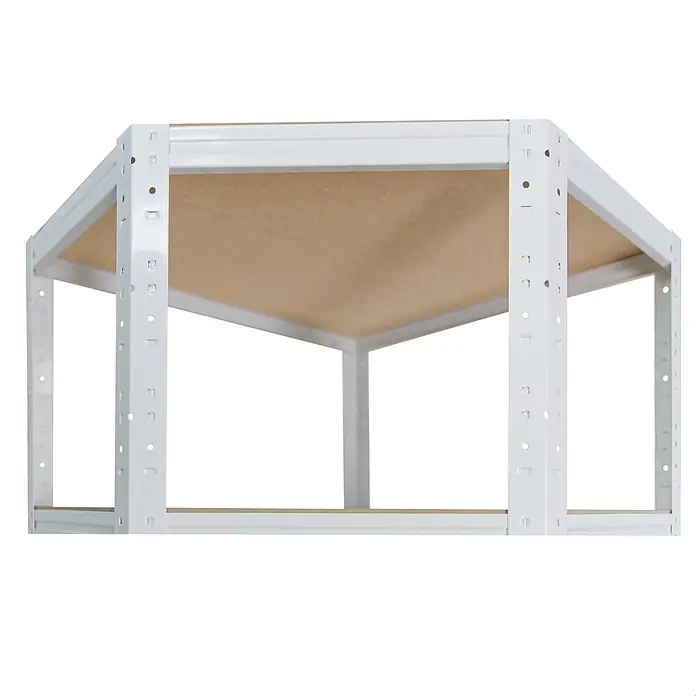 shelfplaza Schwerlastregal HOME - H x B x T: 230 x 90 x 60 cm, Traglast pro Boden: 175 kg, Anzahl Böden: 6 Stk., Stecken, weiß - Weißes sechseckiges Metallregal mit Holzablagen.