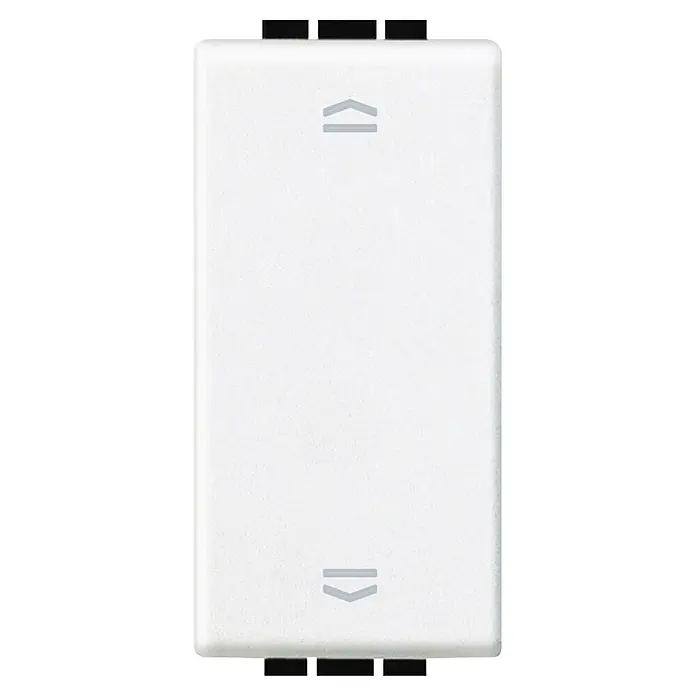 Bticino Living Light Interruptores para persianas - Blanco, Instalación empotrada, 16 A - Interruptor basculante de plástico blanco con símbolos de flecha hacia arriba y abajo grabados.