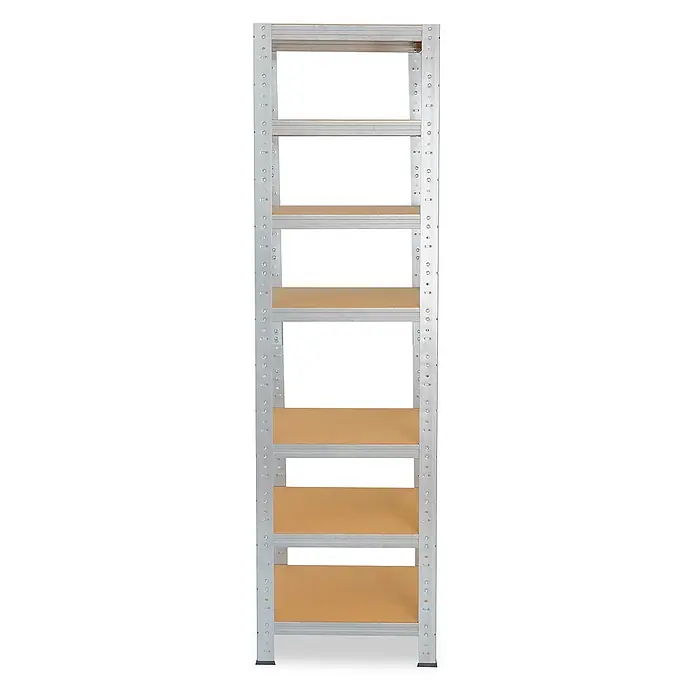 shelfplaza Schwerlastregal HOME - H x B x T: 230 x 50 x 50 cm, Traglast pro Boden: 175 kg, Stecken, verzinkt - Sechs-etagiges Metallregal mit hellbraunen Holzablagen, ideal zur Lagerung.